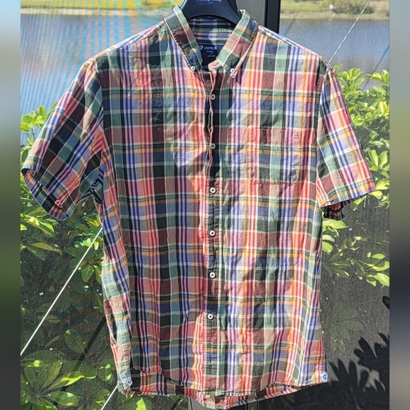 Daniel Cremieux Shirt Men’s Red Colorful Plaid Short Sleeve Button Down XLARGE. - Picture 2 of 7